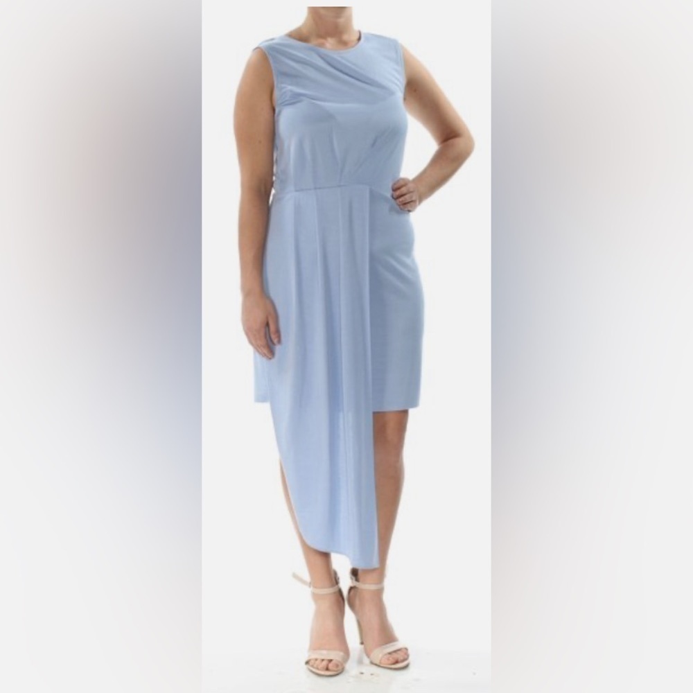 Bar III Womens Asymmetrical Drape Bodycon Dress, Blue, XL
